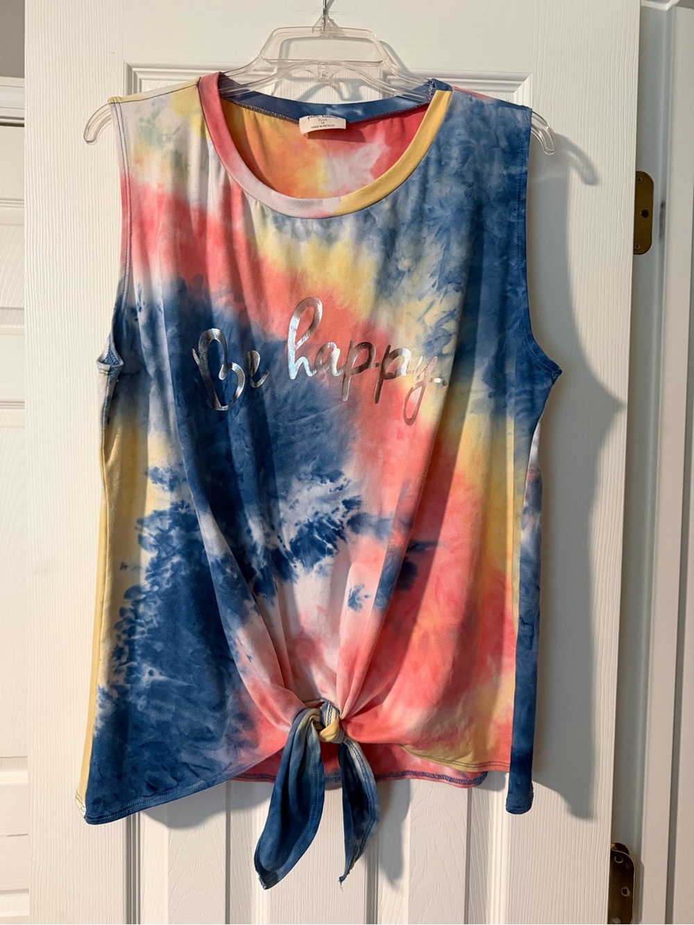 Free Kisses Multicolor Tie-Front Tie-Dye Tank Top